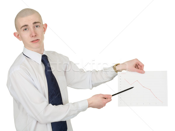 Guy with the financial graph in hands Stock photo © pzaxe