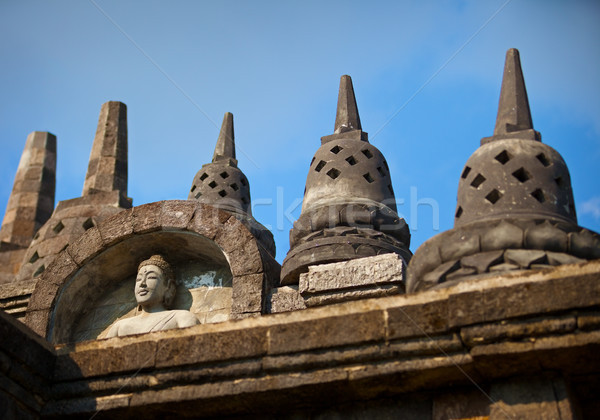 Fragment of stone Borobudur temple in Java, Indonesia. Stock photo © pzaxe