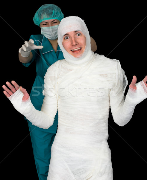 Man in bandage and nurse Stock photo © pzaxe
