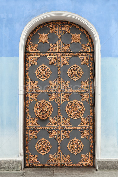 Porte décoré or ornements mur [[stock_photo]] © pzaxe