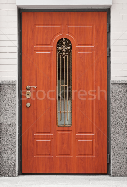 Kahverengi ön kapı giriş Bina duvar dizayn Stok fotoğraf © pzaxe