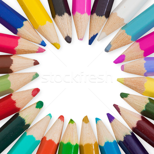 Set of colored pencils arranged in circle Stock photo © pzaxe