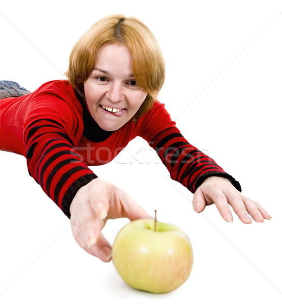 Woman giving a hand to apple Stock photo © pzaxe