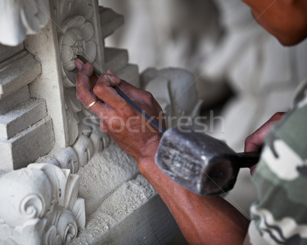Master at work - stone carving Indonesia, Bali. Stock photo © pzaxe