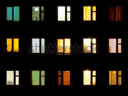 Night windows - block of flats background Stock photo © pzaxe