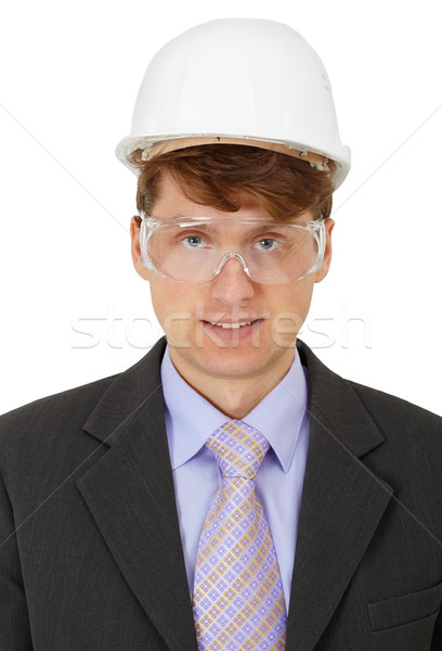 Stock fotó: Mérnök · sisak · védőszemüveg · fehér · mosoly · arc