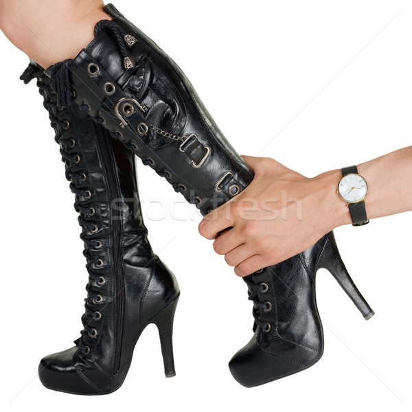 The man's hand and female legs Stock photo © pzaxe