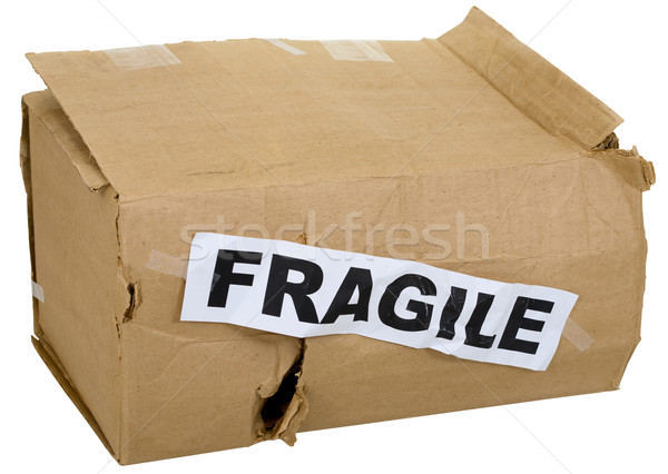 Crumpled cardboard box with inscription 'fragile' Stock photo © pzaxe