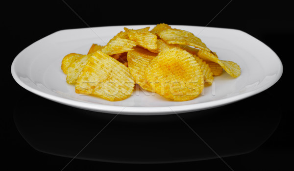Foto stock: Batatas · fritas · prato · preto · cozinha · legumes · gordura