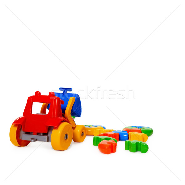 [[stock_photo]]: Couleur · plastique · jouet · bulldozer · isolé · blanche