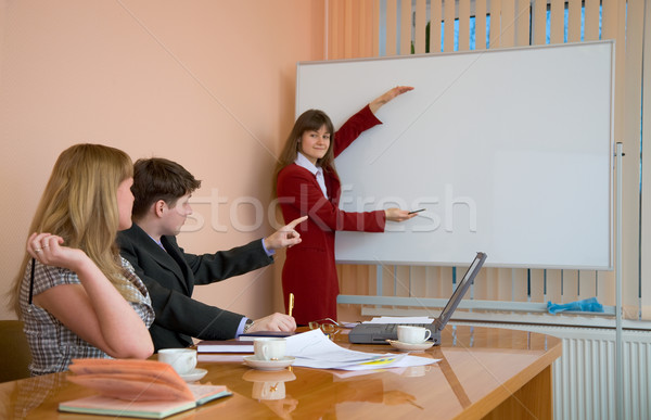 Young woman to speak at a meeting Stock photo © pzaxe