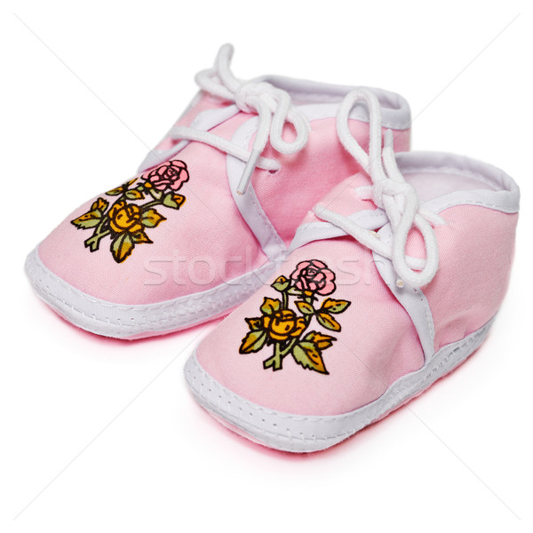 Baby pink booties with flowers Stock photo © pzaxe