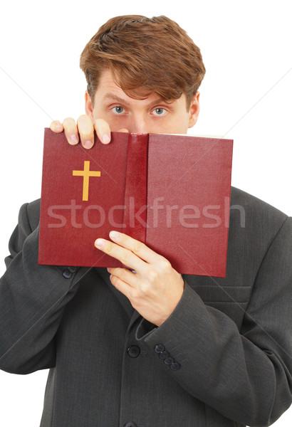 Priester isoliert weiß Business Gesicht Augen Stock foto © pzaxe