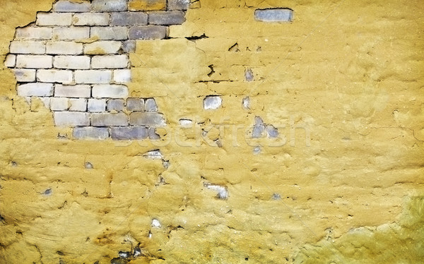 Brick wall with broken plaster Stock photo © pzaxe