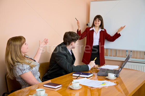 Young woman to speak at a meeting Stock photo © pzaxe