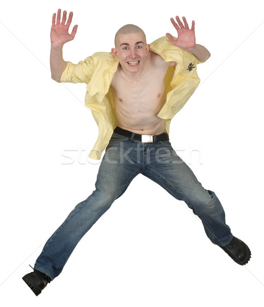 Jumping guy on a white Stock photo © pzaxe