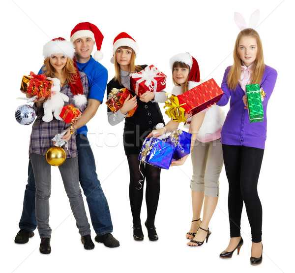 Group of young people with New Year's gifts Stock photo © pzaxe