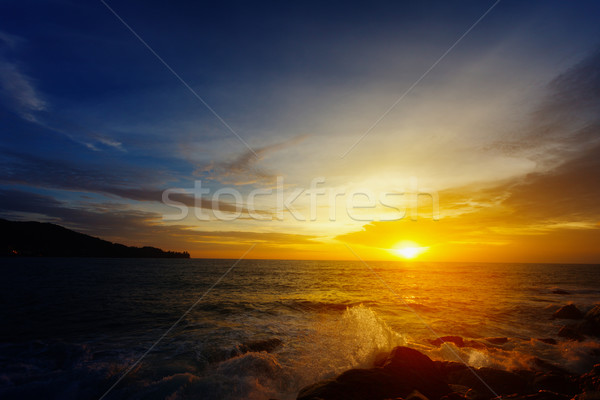 The dazzling bright sunset over a tropical ocean. Thailand Stock photo © pzaxe