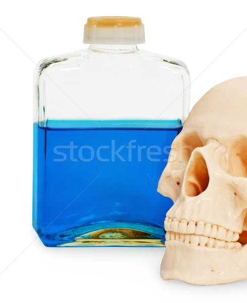 Still life - bottle of poison and human skull Stock photo © pzaxe