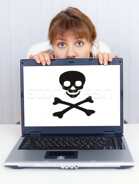 Woman can not work - problem with pirate software Stock photo © pzaxe