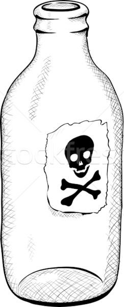 Stock photo: Bottle with symbol of death - monochrome illustration