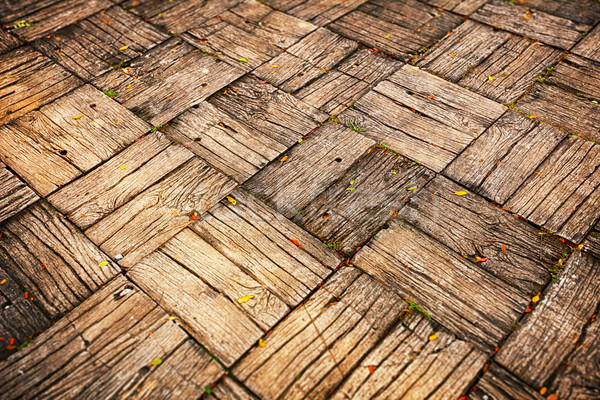 Weathered Parquet Style Decking at Oblique Angle Stock photo © pzaxe