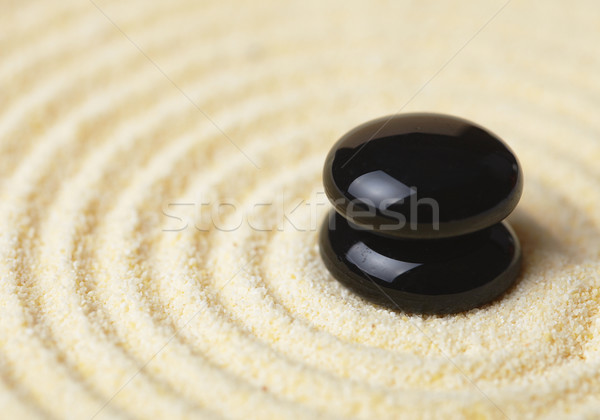 Two black stones put in a pile on sand Stock photo © pzaxe