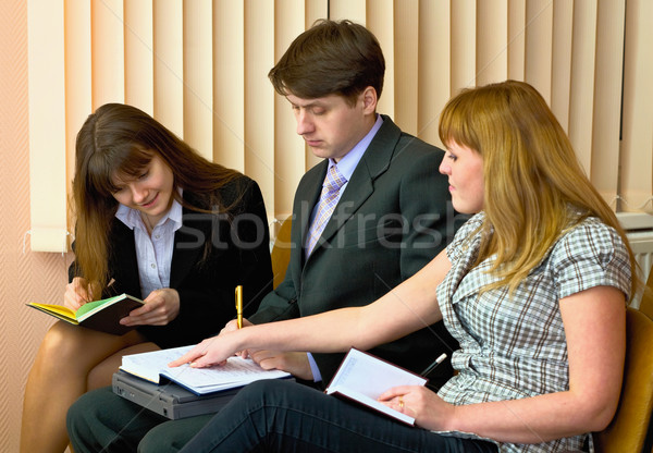 Group of businessmen sitting on armchairs Stock photo © pzaxe