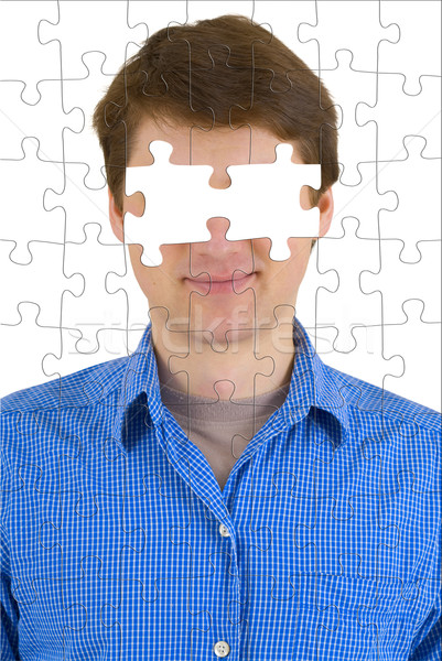 Unknown person with puzzle effect and absence of eyes Stock photo © pzaxe