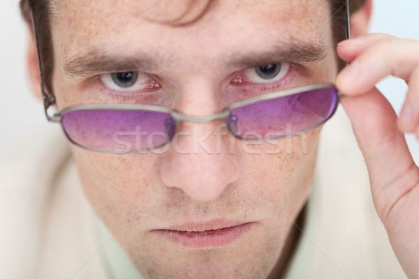 [[stock_photo]]: Homme · sérieusement · verres · portrait · personne