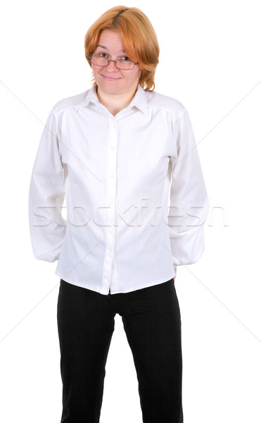 Confused girl standing on a white Stock photo © pzaxe
