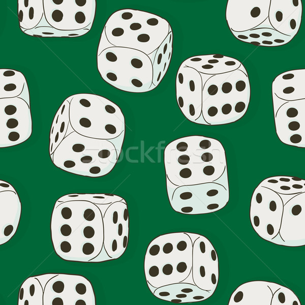 Gray vintage dices on the green background. Seamless original co Stock photo © pzaxe