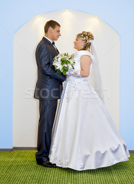 Sposa lo sposo wedding cerimonia di nozze fiori faccia Foto d'archivio © pzaxe