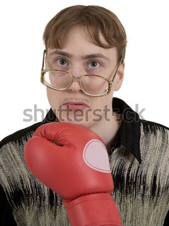 Man of kick on boxer glove Stock photo © pzaxe
