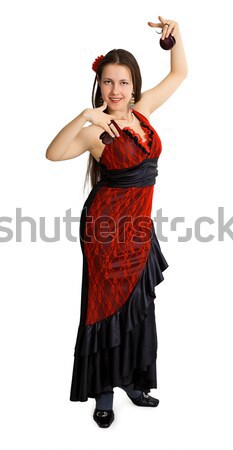 Woman performs the Spanish dance with castanets Stock photo © pzaxe