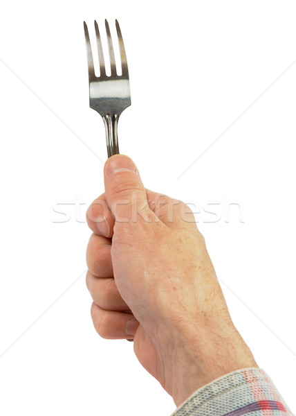 Hand holding a fork Stock photo © pzaxe