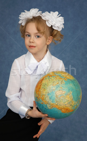 Studentessa geografico mondo mani faccia moda Foto d'archivio © pzaxe