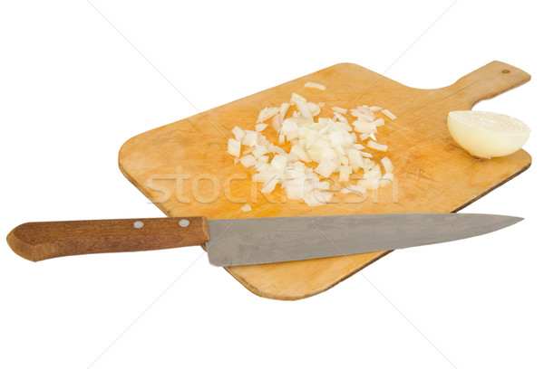 Messer Vorbereitung Bord Zwiebel weiß Küche Stock foto © pzaxe