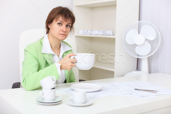 Woman with very big cup in hand Stock photo © pzaxe