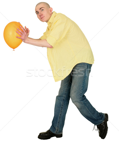 Bald guy with a yellow balloon Stock photo © pzaxe