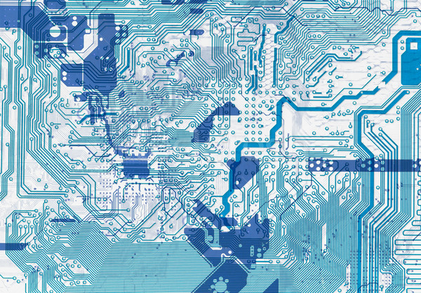 Albastru abstract circuite electronic textură Imagine de stoc © pzaxe