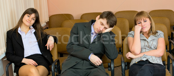 Businessman has fallen asleep sitting at conference Stock photo © pzaxe