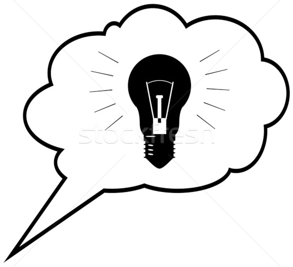 Genie idee gloeilamp tekstballon wolk vector Stockfoto © pzaxe