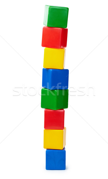Tower of color cubes isolated on white Stock photo © pzaxe