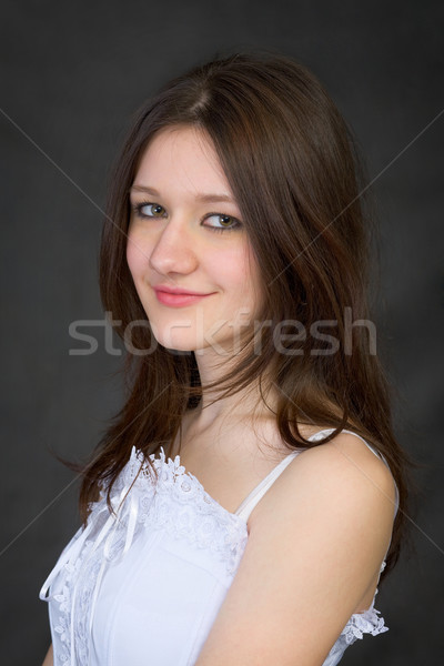 Portrait jeunes beauté robe blanche mode cheveux [[stock_photo]] © pzaxe