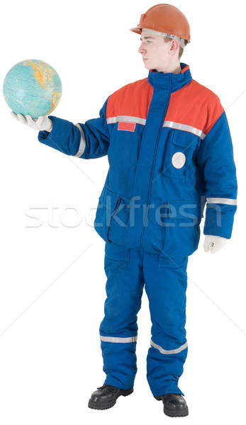 Builder and terrestrial globe Stock photo © pzaxe