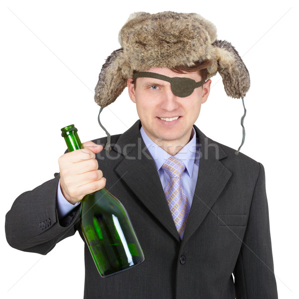 Hospitable russian peasant with bottle in hand Stock photo © pzaxe