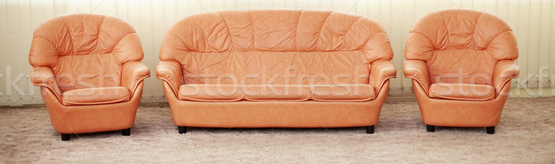 Leather armchairs and sofa - furniture Stock photo © pzaxe