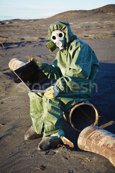 Scientist working with computer - infected area Stock photo © pzaxe