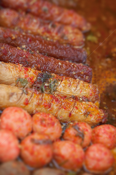 Traditional spicy pork Thai sausages Stock photo © pzaxe